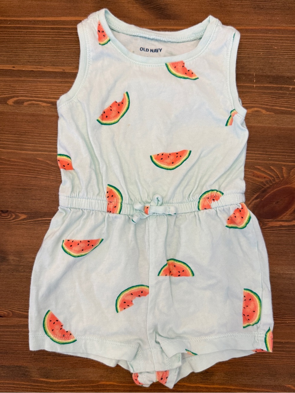 Old Navy Light Blue Watermelon Print Romper (6-12M)